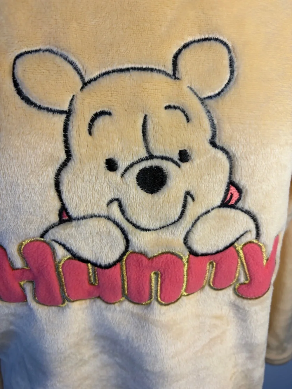 Disney Yellow Winnie the Pooh "Hunny" Plush Pajama Top size small - Picture 2 of 11